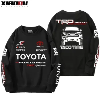 Yeni Bahar ve Sonbahar Yönlü Toyotas OffRoad Araç Yuvarlak Boyun Tişörtü Erkekler ve Kadınlar için Gevşek Üstleri ve Dip Gömlek