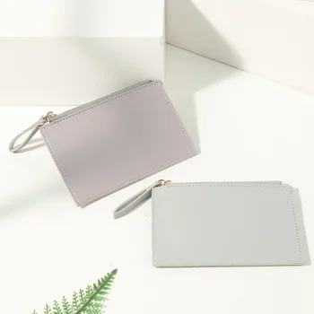 Yeni cüzdan kart çantası kadın çanta basit moda klasik düz renk fermuarlı çanta bozuk para cüzdanı kadın ıns