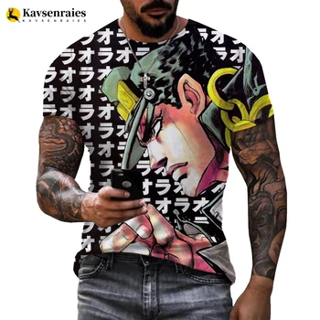 Yeni Erkek T-shirt Anime JoJo Tuhaf Macera 3D Baskı T Shirt Erkek / Kadın Harajuku Streetwear Stil Kısa Kollu Üstleri 6XL
