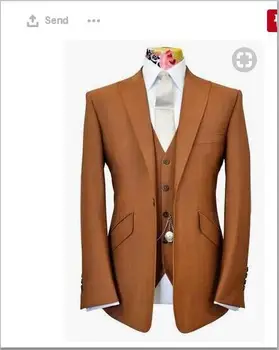 Yeni Kahverengi Takım Elbise Erkekler Slim Fit Damat Smokin 3 Parça Özel Balo Erkekler Moda Düğün Takımları Blazer Terno Masuclino Ceket + Pantolon + Yelek