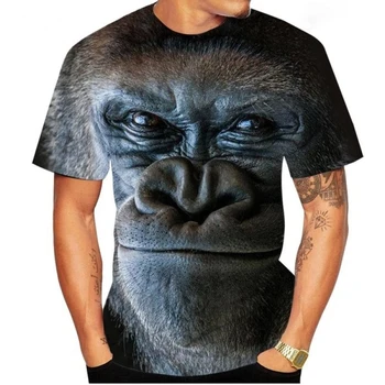 Yeni Moda Gorilla / Maymun 3D baskılı tişört Eğlenceli Yaz Rahat Kısa Kollu Gorilla Gömlek Üst Erkekler ve Kadınlar için