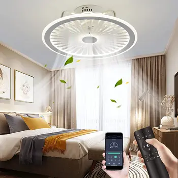 Yeni modern basit tavan vantilatörü lamba uzaktan kumanda frekans dönüşüm görünmez lamba nordic ışıklı tavan fanı ev dekor