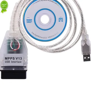 Yeni MPPS V13. 02 V13 K CAN flaşör çipi Tuning ECU Programcı MPPS V13 OBD2 16Pın USB Arayüzü Otomatik Teşhis Kablosu
