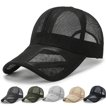 Yeni Unisex Yaz Tam Örgü beyzbol şapkası Erkekler Hızlı Kuru Golf Nefes Kapaklar Kadın Hip-Hop Ayarlanabilir Güneş Koruyucu Baba Şapka