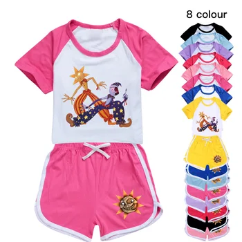 Yeni Yaz Erkek Kız spor Giyim Takım Elbise FNAF Sundrop ve Moondrop Yeni çocuk Moda T-shirt + Şort 2 adet Set Çocuklar Eşofman