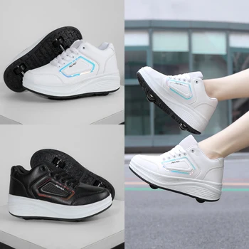 YENİ Çocuk Genç Paten Ayakkabı Çocuk Sneakers 2 Tekerlekler tek sıra tekerlekli paten Erkek Kız Tekerlekler Ayakkabı Yetişkin Spor Erkek Ayakkabı F999