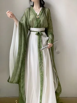 Yeşil Hanfu Elbise Kadınlar Antik Çin Geleneksel Hanfu Kadın Peri Cosplay Kostüm Yaz Hanfu Elbise Artı Boyutu XL
