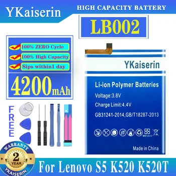 YKaiserin Üst Marka Yeni 4200mAh LB002 lenovo için batarya S5 K520 K520T Piller Ücretsiz Araçlar