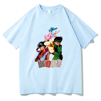 Yu Yu Hakusho Yuusuke Urameshi T Shirt Erkek / Unisex Yaz Tshirt %100 % Pamuk Tees Anime günlük t-shirt Gevşek Nefes Gömlek