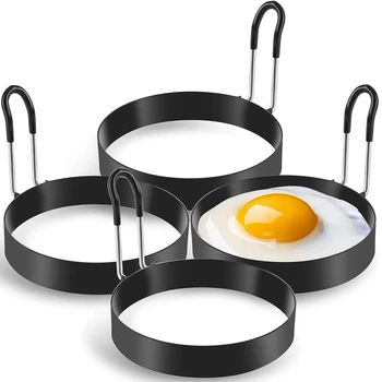 Yumurta Halkaları, 4 Paket Paslanmaz Çelik Yumurta Pişirme Halkaları, Yumurta ve Omlet Kızartmak için krep kalıbı