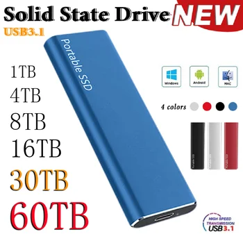 Yüksek Hızlı harici sabit disk Taşınabilir SSD 1TB Katı Hal Sürücü USB3.1 Tip-C Arayüzü Yığın Depolama sabit disk Dizüstü / Mac