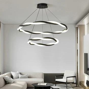 Yüksek kaliteli halka LED avize tasarımcı çelenk daire kolye ışıkları yemek odası oturma odası yatak odası dekoratif aydınlatma