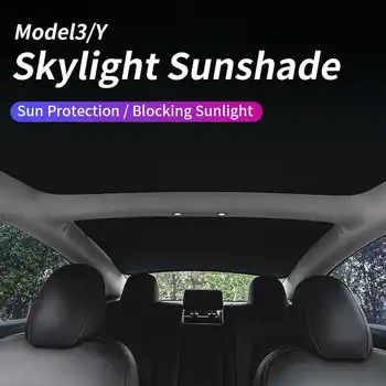 Yükseltme Güneş Tonları Cam Çatı Güneşlik Tesla Modeli 3 19-21 / model Y Ön Arka Sunroof Cam Çatı Penceresi gölgelik file