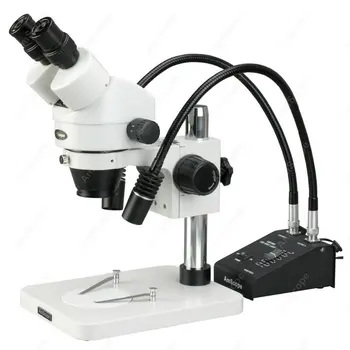 Zoom Stereo mikroskop-AmScope malzemeleri 7X-90X üretim muayene Zoom Stereo Mikroskop Gooseneck LED ışıkları ile