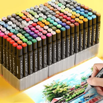 Çift Başlı işaretleyici seti 30 Renk Öğrenci Suluboya Kalem Anime Elle Çizilmiş Yağ Bazlı Boyama Kalem Sanat Sanat Malzemeleri Graffiti