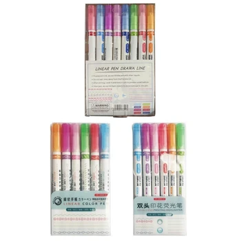 Çift uçlu resim kalemi Renkli Kalemler Farklı Kavisli Roller Kalem Ucu ve Güzel İpuçları Günlük DIY Scrapbooking