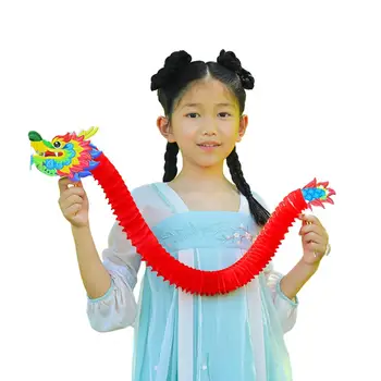 Çin Ejderha Oyuncak Parlak Renk Ejderha Dans Oyuncak Dıy Yapıt Malzeme Çantası Çin Yeni Yılı Nostalji Eğitici Yaratıcılık