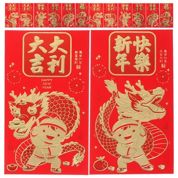 Çin Yeni Yılı Kırmızı Zarflar 60 Adet Sevimli Ejderha Kırmızı Zarf 2024 Ay Yeni Yılı Zarfları Hong Bao Kırmızı Cep Şanslı Para