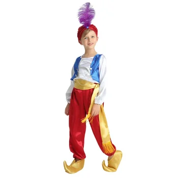 Çocuk Aladdin Kostümleri Aladdin Lamba Genie Kostüm Adam Prens Fantasia Parti Arap Giyim Noel Karnaval Parti Elbise