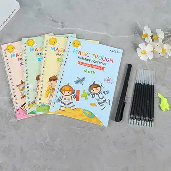 Çocuk Alfabe Yazma alıştırma kitabı Yeniden Kullanılabilir Kaligrafi alıştırma defterini Seti Çocuklar için el yazısı alıştırma kitabı Çocuklar için