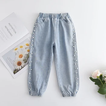 Çocuk Kız Gevşek Kot Yeni Yeni Moda Çocuk Giysileri Toddler Mavi Siyah Geniş Bacak Rahat Pantolon Gevşek Denim Pantolon