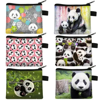 Çocuklar Bozuk para çantaları Kawaii Hayvan Panda bozuk para çantaları Kızlar Cüzdan Kadın Kredi kart tutucu Ruj Organizatörler Çanta Billetera Cartera