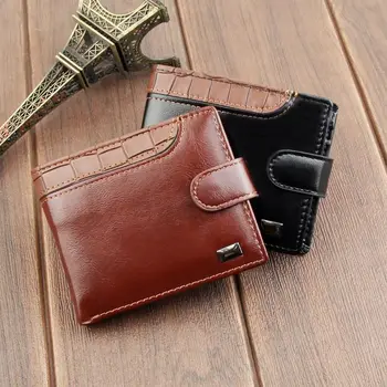 Çok pozisyonlu İki Kat Cüzdan Çok fonksiyonlu PU Deri erkek küçük cüzdan Tüm Maç Kart Sahipleri Erkek Deri Çanta Alışveriş