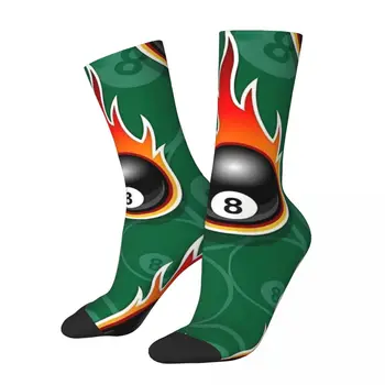 Çılgın Çorap Erkekler için Siyah 8 Top Cep Yanan Yangın Düşen Yeşil Bilardo Cue Spor Havuzu Snooker Oyunları Baskılı Ekip Çorap Hediye