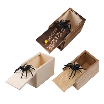 Örümcek Prank Ahşap Korkutmak Oyuncak Kutusu Gizli Kutu Kaliteli Prank Sürpriz Prop Trick Oyuncaklar Doğum Günü Partisi Cadılar Bayramı Aksesuarları