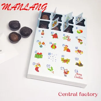 Özel 24 Gün Özel Boş Oyuncak Noel Hediyesi Mevcut Kağıt Karton Advent Takvimi Çikolata Ambalaj Kutusu