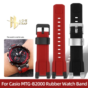 Özel kauçuk saat kayışı Casio MTG-B2000 saat kayışı Güçlendirme mtg-b2000 Silikon Bilezik Su Geçirmez Siyah Kırmızı Erkekler İçin