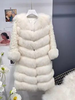 [özel] Kürk Ceket Sonbahar / Kış Tilki Kürk Ceket kadın Uzun Yün Kollu Kore Tarzı Moda 2023