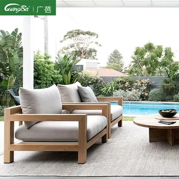 Özelleştirilmiş açık tik yaratıcı kanepe otel kanepe plaj avlu villa mobilya antikorozif katı ahşap sehpa