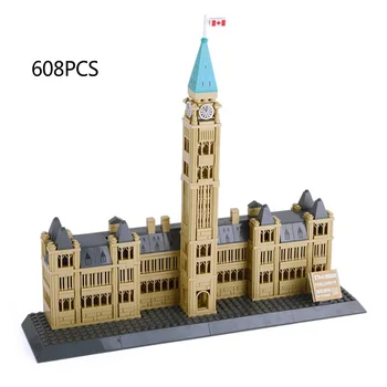 Şehir Dünyaca Ünlü Modern Mimari Kanada Parlamento Tepesi Yapı Taşı Modeli Tuğla Eğitici Oyuncaklar Koleksiyonu