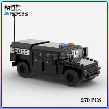 Şehir Serisi MOC Tuğla Polis Humvee Swat Araç Yapı Taşı Modeli DIY Bulmaca Montaj Oyuncaklar Doğum Günü Hediyeleri